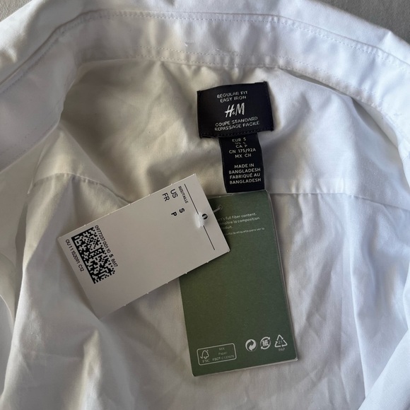 H&M White Dress Shirt Timeless Cotton-Blend sku027 - Picture 4 of 8